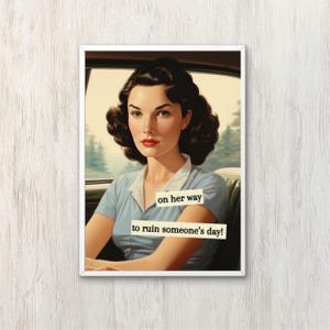 Humorvolles kunstvolles Wanddekor Mitte des Jahrhunderts modernes Plakat schrullige Wandkunst Vintage witziges Wohndekor personalisiertes Housewarminggeschenk für Sie