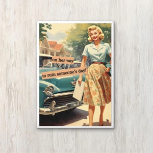 Retro Hausfrau Wohnkultur Skurrile Wand Kunst Vintage Poster Lustig Mid Century Artful Wandkunst personalisiertes Geschenk für Frauen