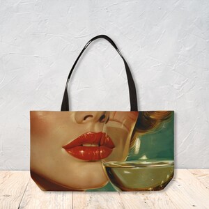 Sac de week-end personnalisé avec empreintes de visage de femme uniques Sac fourre-tout de voyage Sac de voyage avec fond en T par Agnes Pembroke