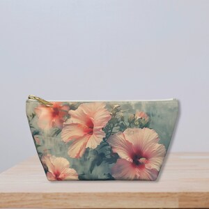 Bolsa de maquillaje personalizada con estampado de flores de hibisco, monedero con cremallera, neceser, organizador para mujer, de Agnes Pembroke