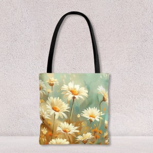 Agnes Pembroke Sac à bandoulière coloré avec marguerites décoratives Sac à provisions non tissé à bandoulière ou sac d'école pour ordinateur portable Cadeau pour elle par Agnes Pembroke