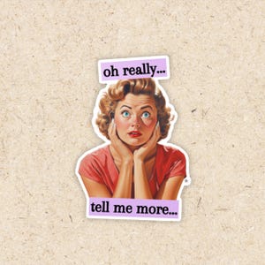 Vinyl Stickers Waterproof Satin Finish Decals Sticker Adult Humor Funny Stickers Vintage Style Tell Me More Design