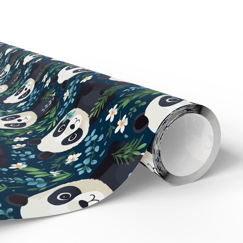 Panda Wrapping Panda Gift Wrap Cute Black and White Bear Wrapping Paper With Floral ...