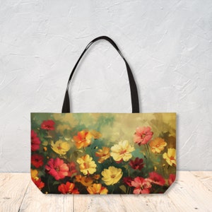 Sac de week-end élégant pour femme avec imprimés de fleurs de primevère à utiliser comme sac de voyage ou sac d'école pour ordinateur portable par Agnes Pembroke