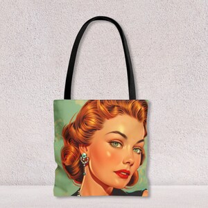 Sac fourre-tout esthétique unique, bagage à main, sac fourre-tout durable, nom personnalisé, sac à provisions, impression d'une femme, cadeau pour sa meilleure amie, par Agnes Pembroke
