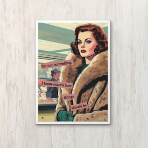 Retro Hausfrau Vintage Wanddekor Lustiges Plakat schrulligen Wand Kunst Bar Warenkorb Druck Vintage Innenwandbehänge lustiges Wohndekor