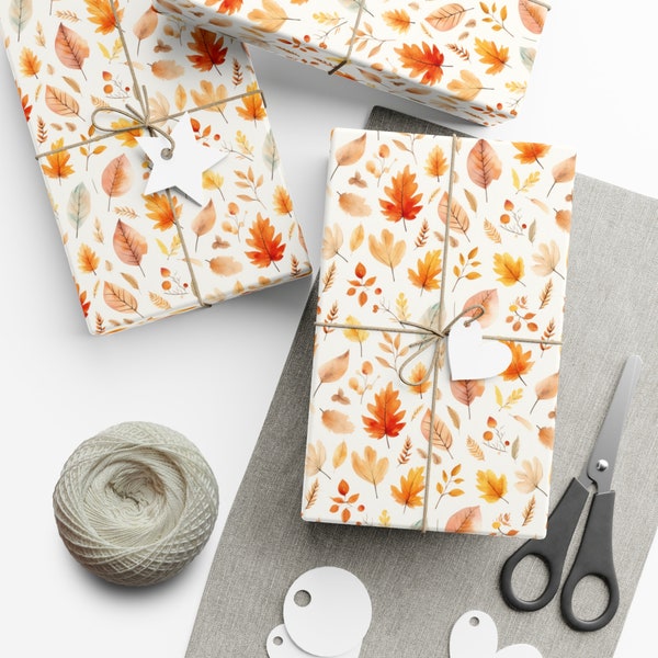 Happy Thanksgiving Wrapping Paper Autumn Gift Wrap Fall Festive Wrapping Paper Fall Gift Wrap Autumn Leaves by Agnes Pembroke