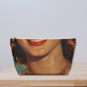 Bolsa de cosméticos con cierre de cremallera, accesorio de viaje, organizador con diseño de rostro femenino único, nombre personalizado, monedero de regalo de Agnes Pembroke