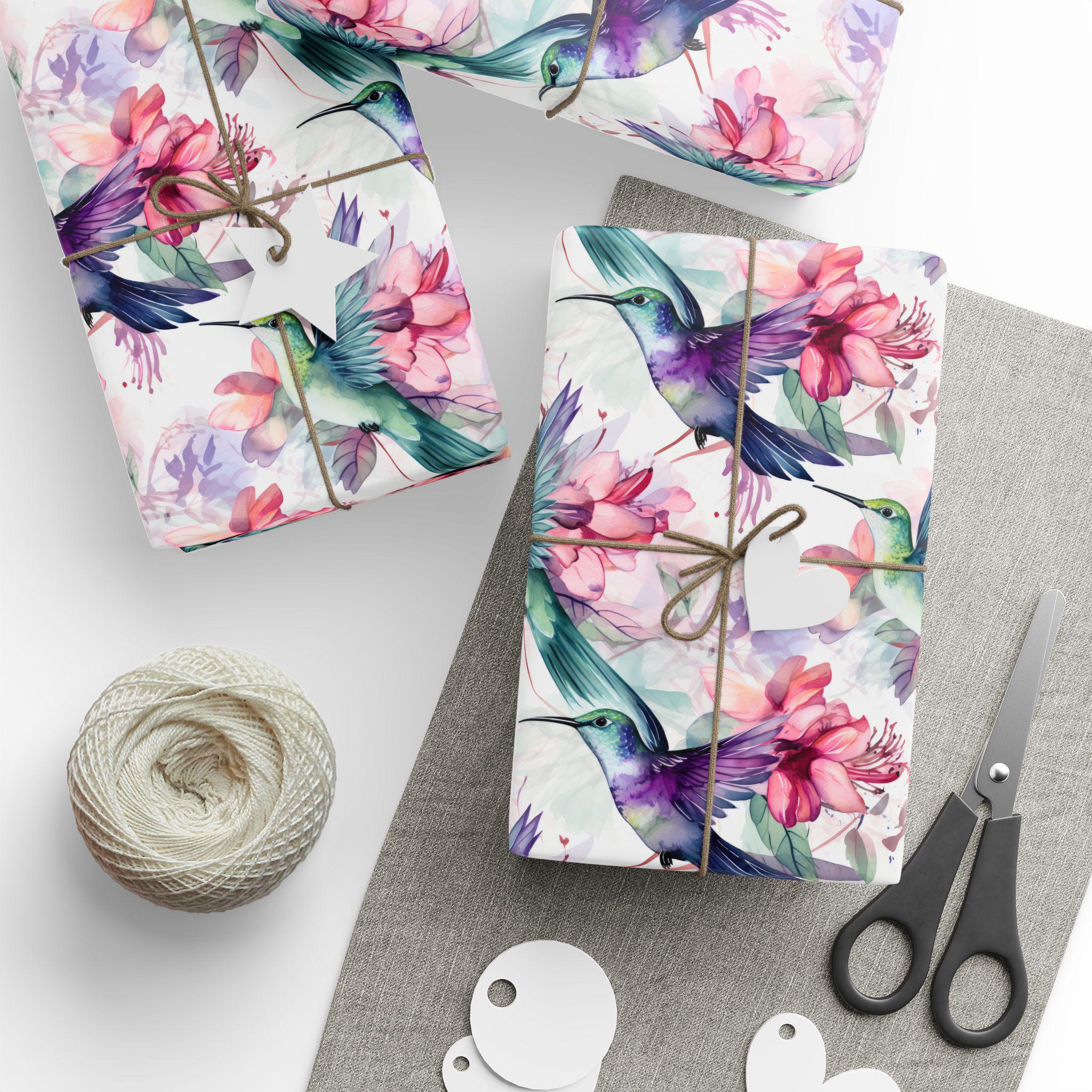 HoiSumma - Carta Da Regalo Con Disegno Di Colibrì, Fogli Per Confezioni Regalo