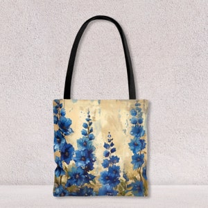 Sac à bandoulière personnalisé Fleurs de delphinium Sac fourre-tout fleurs sauvages pour femme Sac à provisions réutilisable de grande capacité par Agnes Pembroke