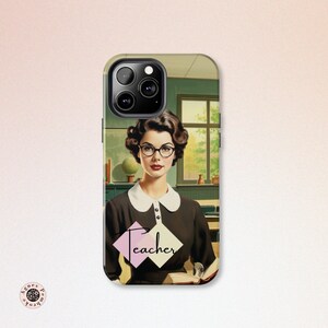 Tough iPhone 16 Case Vintage iPhone 15 Phone Case Unique Glossy Cover for iPhone 14 13 12 11 Personalized Gift for Teacher