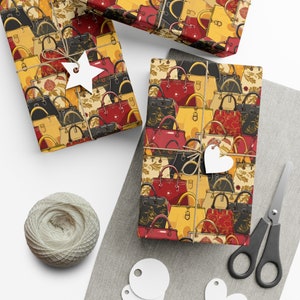 Papel de regalo para amantes de los bolsos, papel de regalo femenino, papel de embalaje para regalos de fiesta, rollo de envoltura mate decorativo de Agnes Pembroke