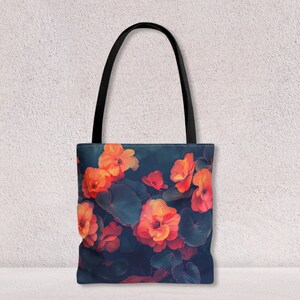 Sac fourre-tout personnalisé imprimé fleurs de bégonia pour femme Sac à bandoulière pour ordinateur portable ou sac d'école en polyester par Agnes Pembroke