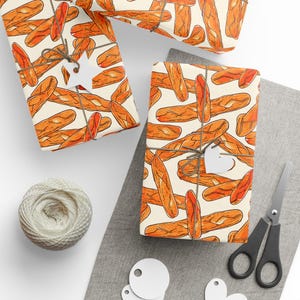 Croissant Gift Wrap Sheet Seamless French Pastry Pattern Wrapping Paper Birthday Party Favor Unique Packaging Gift Box Cover Agnes Pembroke