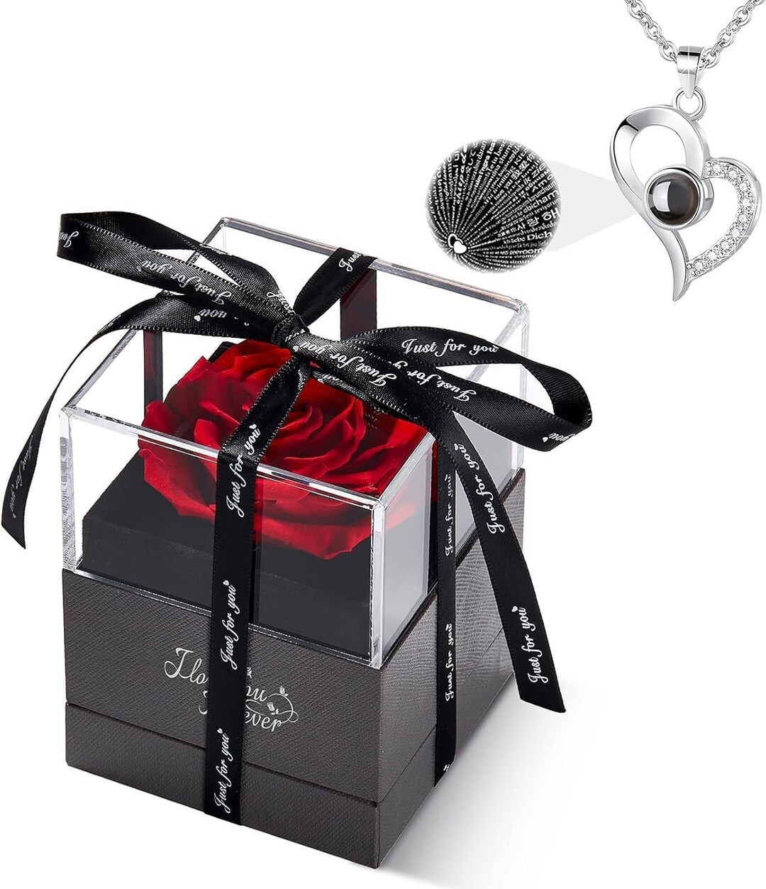 For Beautiful Mom Eternal Love Knot Necklace with Preserved Rose Gift