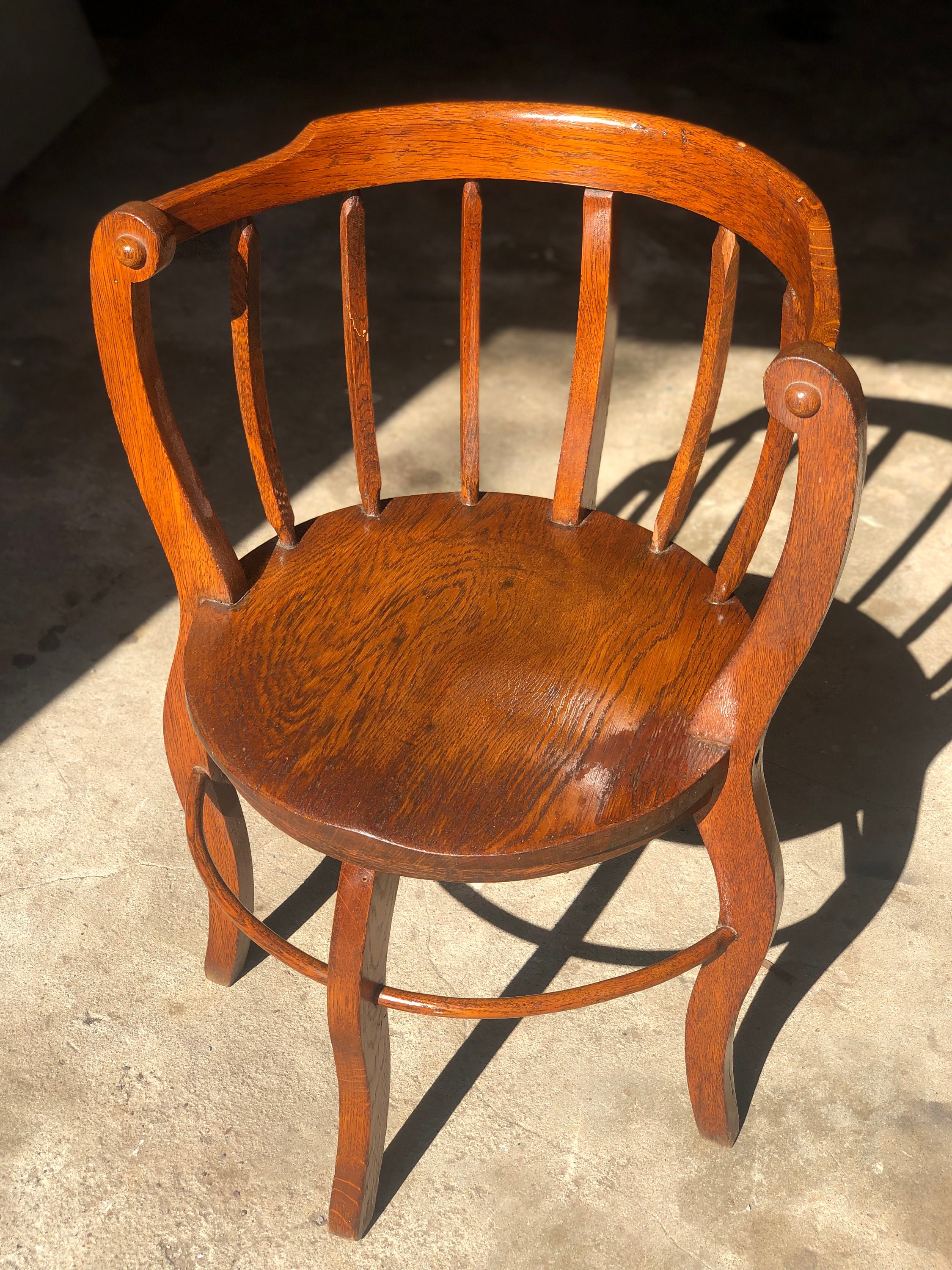 Antique Round Barrel Back Chair Etsy