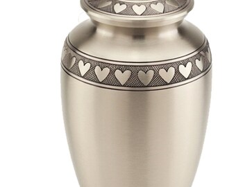 Handmade Cremation Urn Beautiful pewter ashes bronze  urn Adult size urn for human ashes with velvet bag 10x6 inch Ashes Urn for human