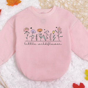 Little Wildflower Baby Romper Sweatshirt, Boho Baby Bodysuit, Floral Baby Romper, Newborn Outfit