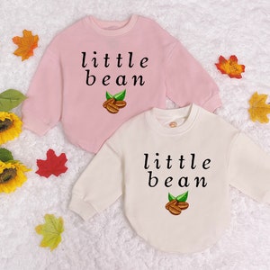Little Bean Baby Romper Sweatshirt, Minimalist Baby Clothing, Coffee Baby Romper, Bodysuit, Newborn Outfit
