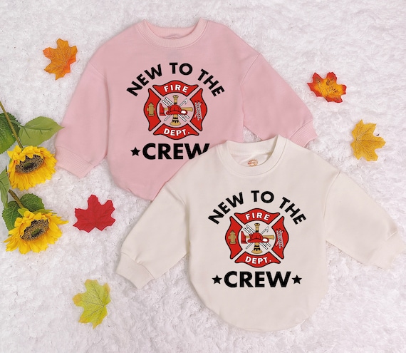 New To The Crew Baby Romper Sweatshirt, Fire Department Romper, Firefighter Bodysuit, Baby Bodysuit, Newborn Outfit