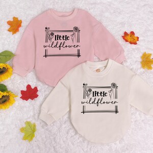 Little Wildflower Baby Romper Sweatshirt, Flower Baby Romper, Boho Baby Girl Clothing, Baby Outfit