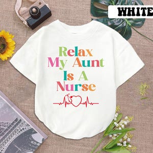 Calm Down My Aunt Is A Nurse Funny One Piece Baby Bodysuit, 0-3 Months White