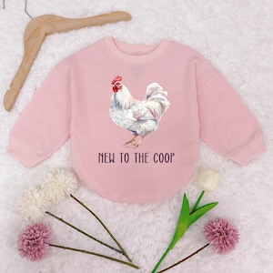New To The Coop Baby Sweatshirt Romper, Chicken Baby Romper, Farm Baby Bodysuit, Chicken Romper, Newborn Outfit