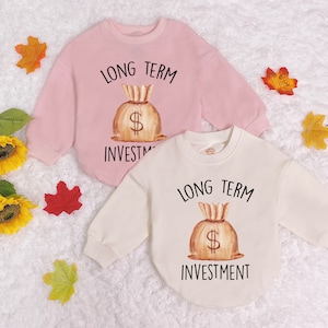 Long Term Investment Baby Sweatshirt Romper, Finance Baby Bodysuit, Banker Accountant Romper, baby girl outfit, baby clothes, Newborn Outfit