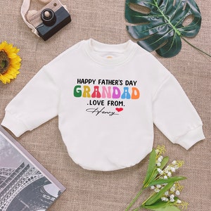 Happy Fathers Day Baby Romper Sweatshirt, Custom Baby Name Romper, Happy Grandad Father&#39;s Day, Baby Clothing