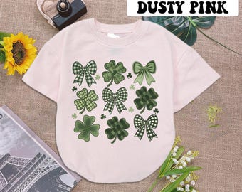 Coquette Patrick&#39;s Day Bow Baby Romper Short Sleeves, Patrick Day Baby Bodysuit, Lucky Shamrock Baby Romper, 1St Patricks Day Outfit
