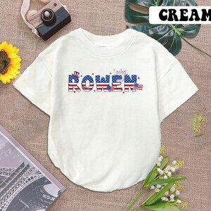 Personalized First 4Th Of July Baby Romper Short Sleeves, Patriotic Usa Baby Bodysuit, Custom Fourth Of July Romper, Independence Day Gift