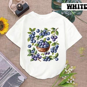 Aesthetic Blueberries Baby Romper Short Sleeves, Summer Fruit Bodysuit, Blueberries Romper, Plant Lover Gift