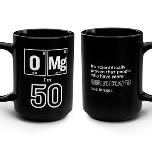 Taza de café de ciencia para 50 cumpleaños: regalo de la tabla periódica