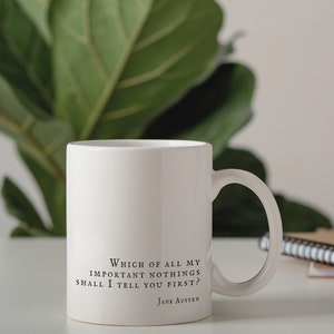Jane Austen Quote Coffee or Tea Mug Classic Literature Gift Minimalist Design