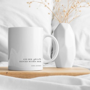 Jane Austen Quote Coffee or Tea Mug Classic Literature Gift Minimalist Design