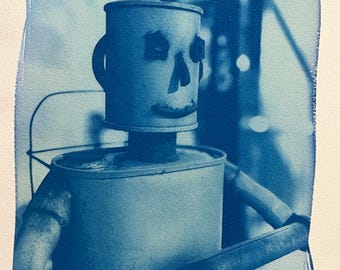Cyanotype Print: "Whose car we gonna take?"