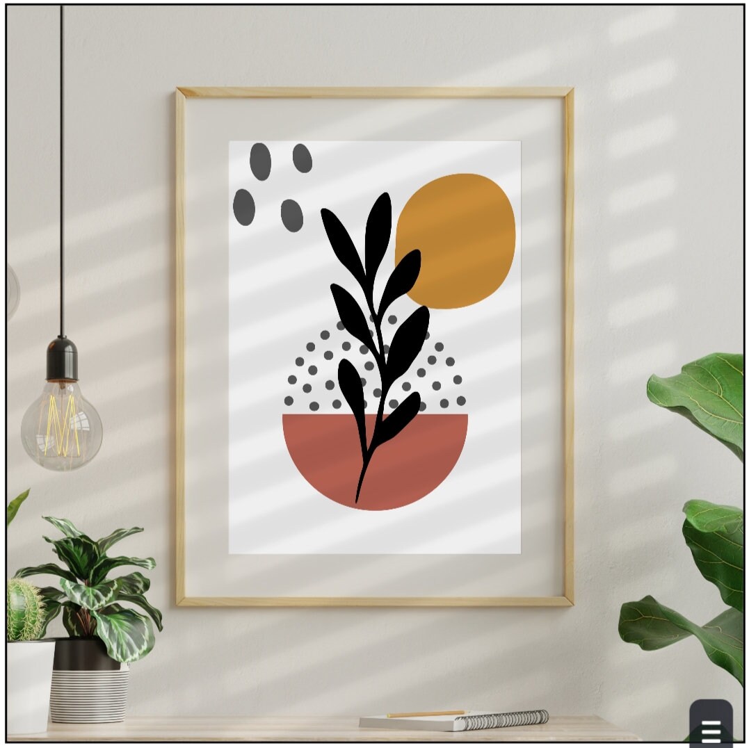 Tropical Boho Leaf Wall Art | Minimalist Leaf Wall Art | Living Room ...