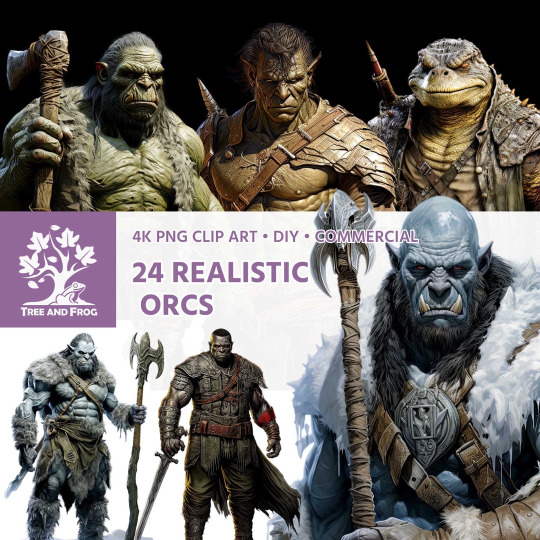 24 PNG Realistic Orc Portraits Clipart Mountain Forest Shaman Cave ...