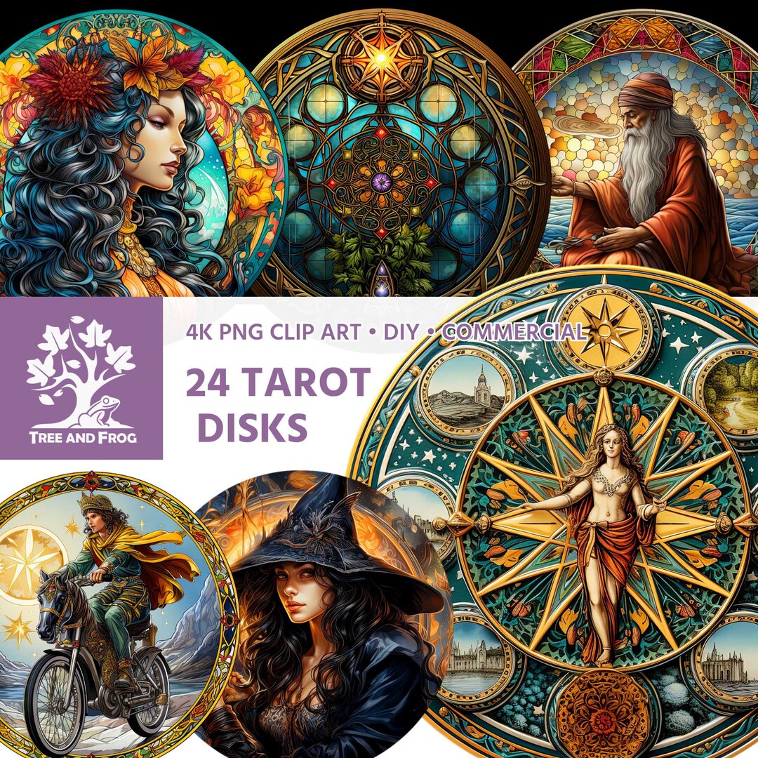 24 PNG Tarot Disks Clipart Deck Rider Waite Thoth Marseille - Etsy Israel