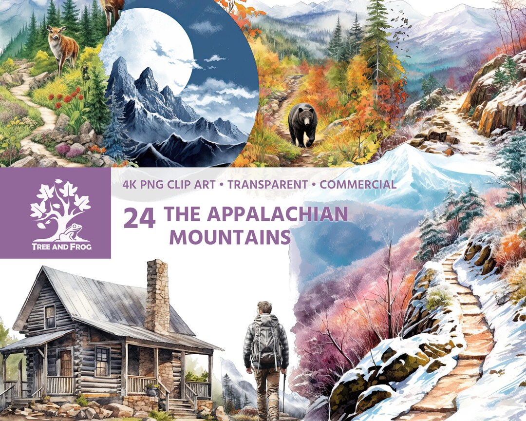 24 PNG Appalachian Mountains Clipart Range Cabin Hiking Wildlife US ...