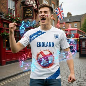 England Soccer Fan Shirt with QR Code Playlist | Football Vibez Tee