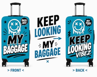 Keep Looking Smiley ラゲッジカバー - 面白い旅行用スーツケースプロテクター、キュートでおしゃれな荷物カバー、旅行者へのユニークなギフト