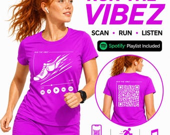 Run The Vibez ランニングシャツ（SpotifyプレイリストQRコード付き）｜ランナー向け自動更新音楽Tシャツ