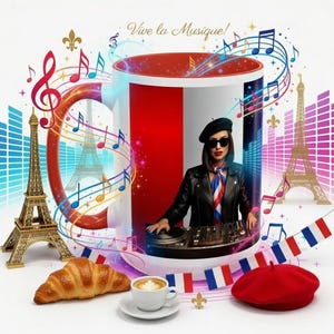 French Music QR Code Mug | Scan for Spotify Playlist | Paris Vibes Coffee Cup