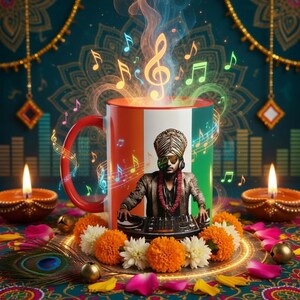 May include: A white ceramic mug with a black handle and the text "But First, Coffee" in a bold, black font. The mug is set against a neutral background, highlighting its simple design.