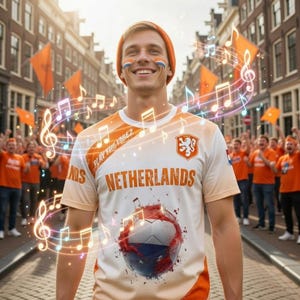 Netherlands Soccer Fan Shirt with Spotify Playlist QR Code | Football Vibez Tee