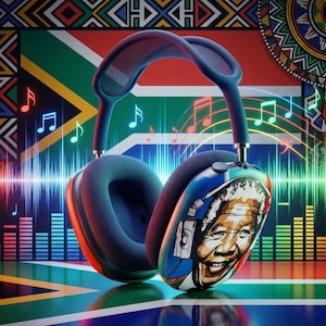 AirPods Max-hoesje Zuid-Afrikaanse muziek | QR-code Spotify-afspeellijstomslag | Op Mandela geïnspireerd hoofdtelefoonhoesje | Uniek cadeau