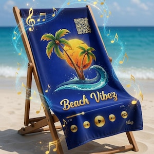 QR Code Beach Towel | Scan Spotify Playlist, Summer Music Vibes