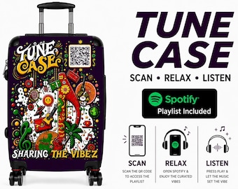 Tune Case | Music Playlist QR Code Suitcase | Travel Suitcase  | Shareable Playlist for Travelers