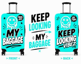 Keep Looking Smiley ラゲッジカバー - 面白い旅行用スーツケースプロテクター、キュートでおしゃれな荷物カバー、旅行者へのユニークなギフト